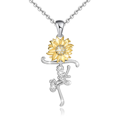 Sunflower Cross Necklace  Sterling Silver