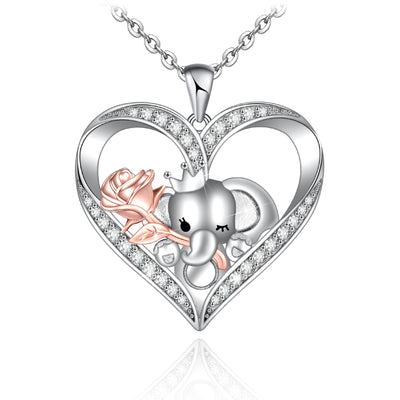 Heart Pendant Elephant Necklaces Sterling Silver