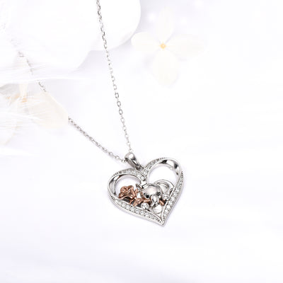 Heart Pendant Elephant Necklaces Sterling Silver