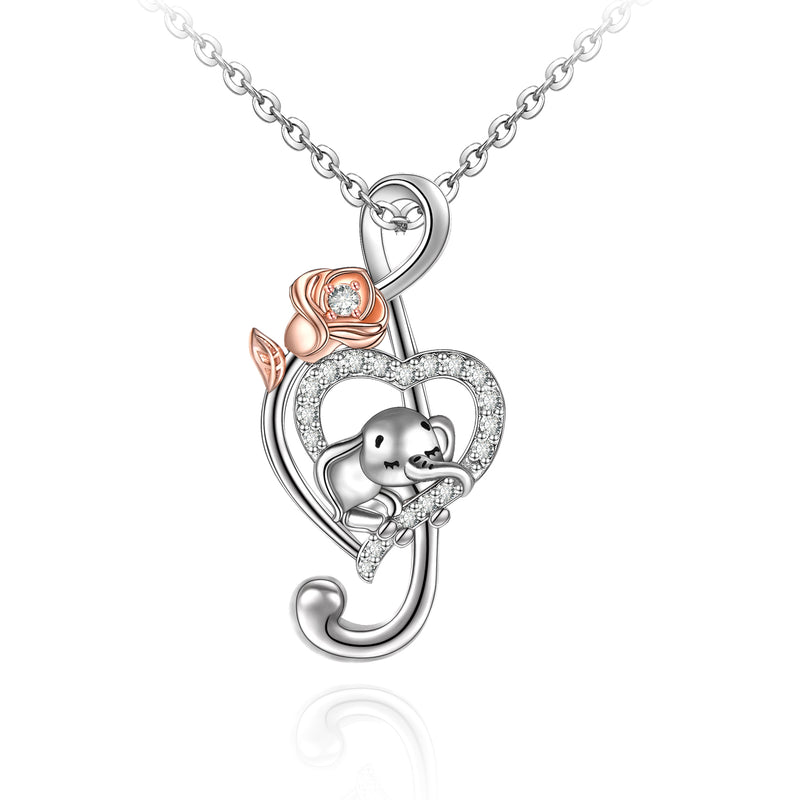 Roses Elephant Necklaces Sterling Silver