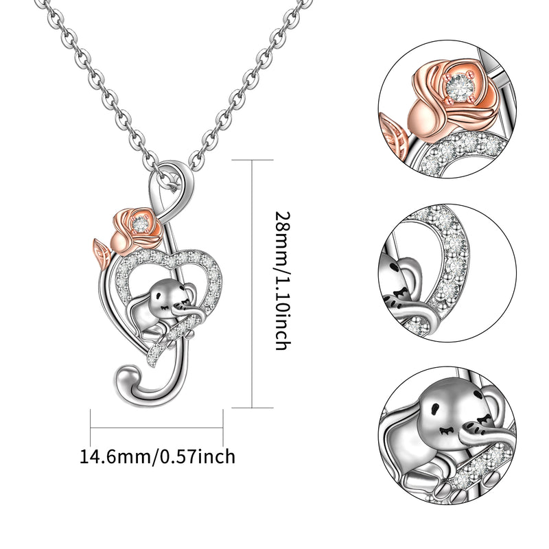 Roses Elephant Necklaces Sterling Silver