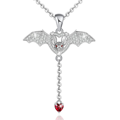 Bat Pendant Necklace Sterling Silver