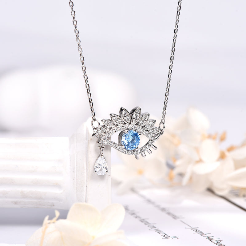 Evil Eye Blue Eye Necklace Sterling Silver