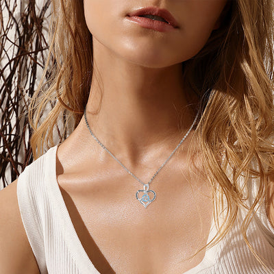 Celtic Knot Whit Bule CZ Necklace Sterling Silver
