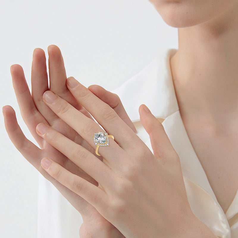 Heart water drop Sterling Silver ring