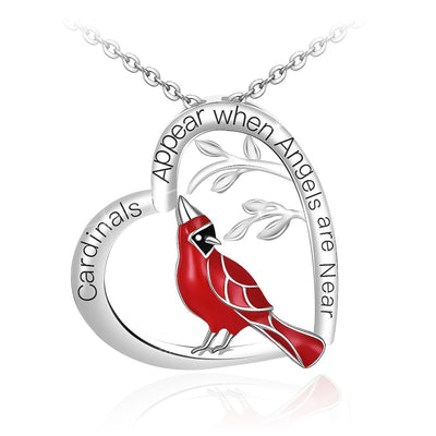 Cardinal Heart Sterling Silver Necklace