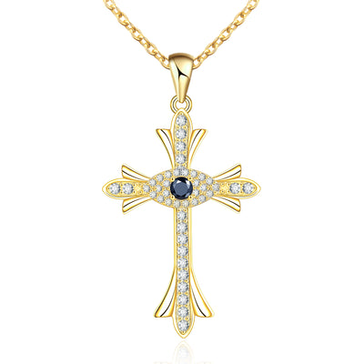 Evil Eye Cross Necklace Sterling Silver