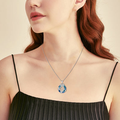 Butterfly With Blue Crystal Necklace Sterling Silver