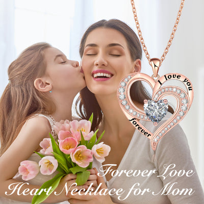 Rose Gold Heart Pendant Necklace Sterling Silver