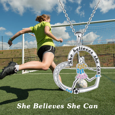 Sport Soccer Necklace Sterling Silver