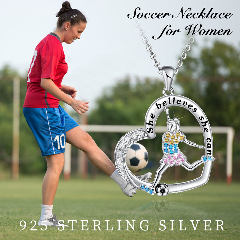 Sport Soccer Necklace Sterling Silver