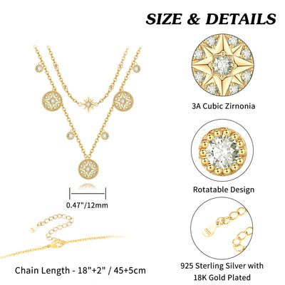 Gold Layered Compass Necklaces Sterling Silver