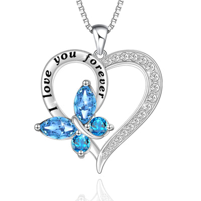 Heart Butterfly Necklaces Sterling Silver
