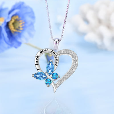 Heart Butterfly Necklaces Sterling Silver