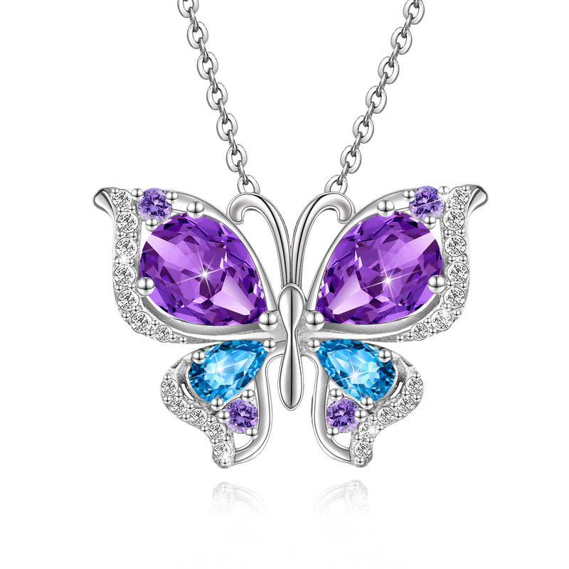 Purple Butterfly Necklaces Sterling Silver