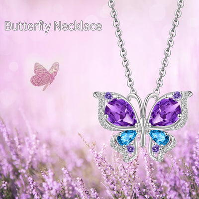 Purple Butterfly Necklaces Sterling Silver