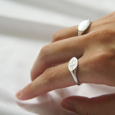 Sun & Moon Sterling Silver Ring Set