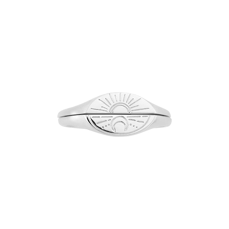 Sun & Moon Sterling Silver Ring Set