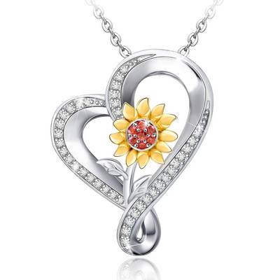 Sunflower Sterling Silver Heart Necklace