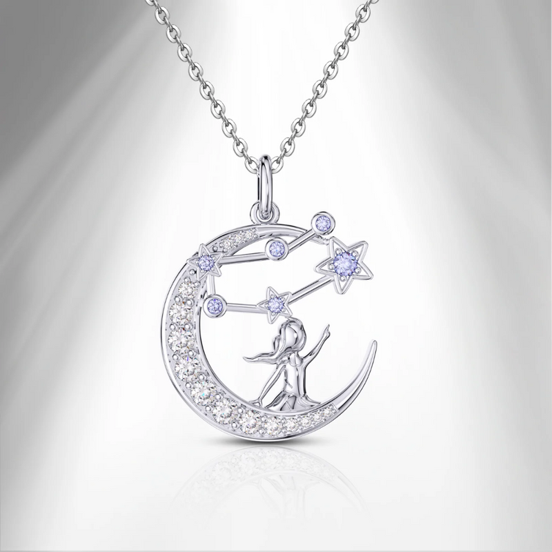 Zodiac Gemini 12 Constellation Birthstone Necklace Sterling Silver