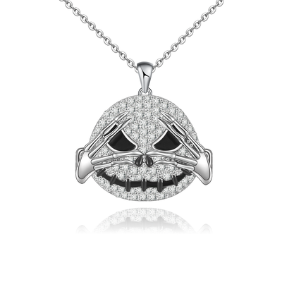 Halloween Skull Pumpkin Sterling Silver Necklace