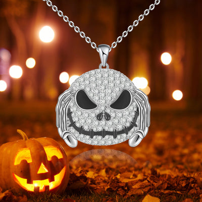 Halloween Pumpkin Skull Sterling Silver Necklace