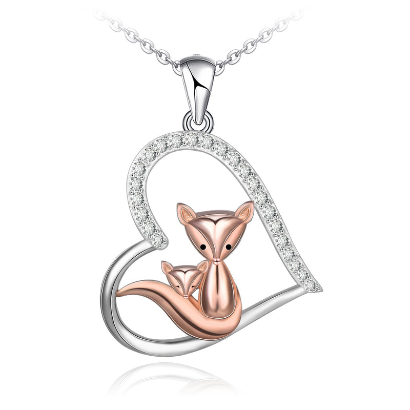 Fox Love Heart Sterling Silve Necklaces