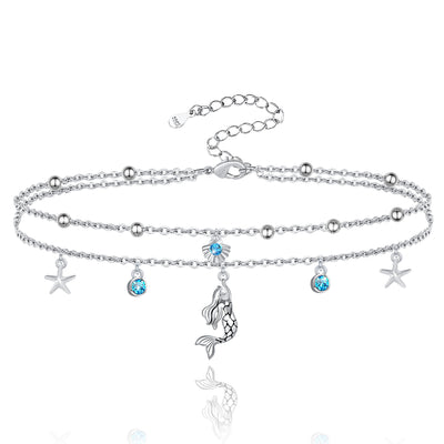 Mermaid Shell Sterling Silver Anklet