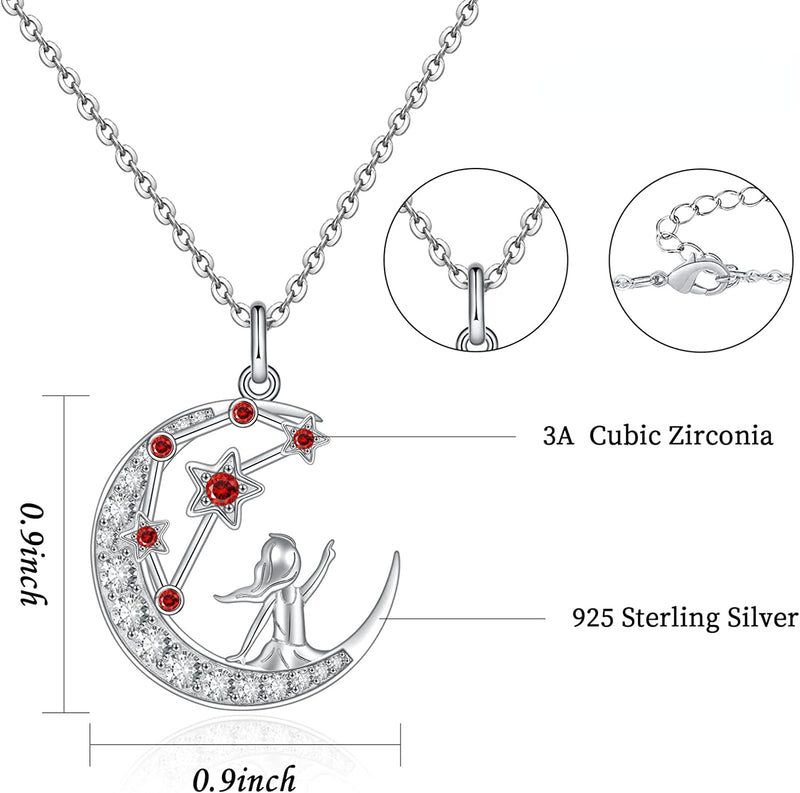 Zodiac 12 Constellation Capricorn Birthstone Sterling Silver Necklace