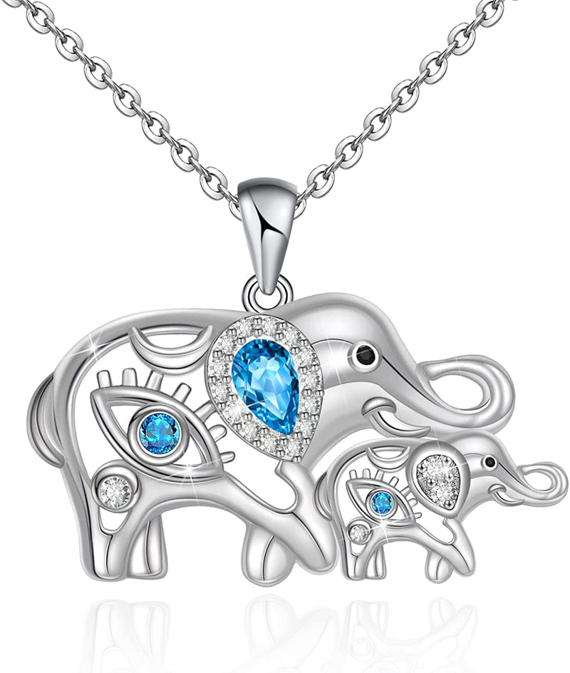Evil Eye Good Luck Elephant Sterling Silver Necklace