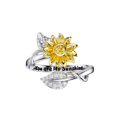 DISTANCE Sunflower Leaf Sterling Silver Open Ring