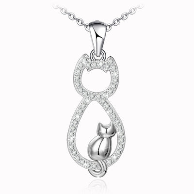 Double Cat Sterling Silver Necklace