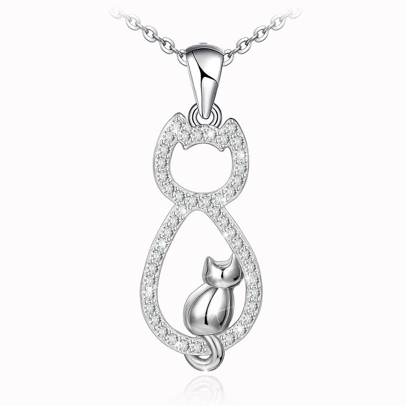 Double Cat Sterling Silver Necklace