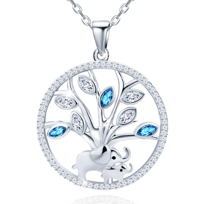 Tree of Life Elephant Sterling Silver Necklace