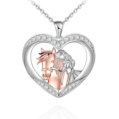 Horse Happiness Girl Necklace Sterling Silver