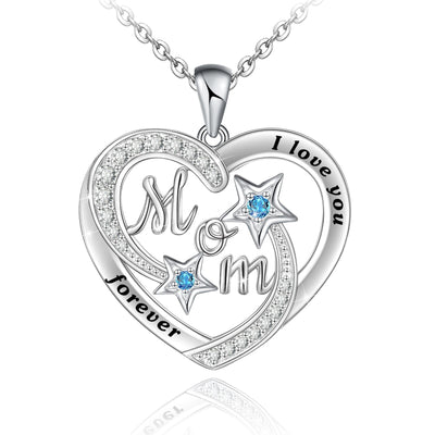 Mom Heart Sterling Silver Necklace