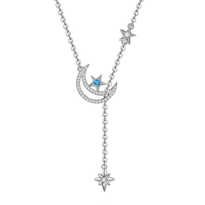Moon And Star Sterling Silver Necklace
