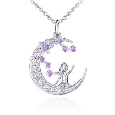 Zodiac Aquarius 12 Constellation Birthstone Necklace Sterling Silver