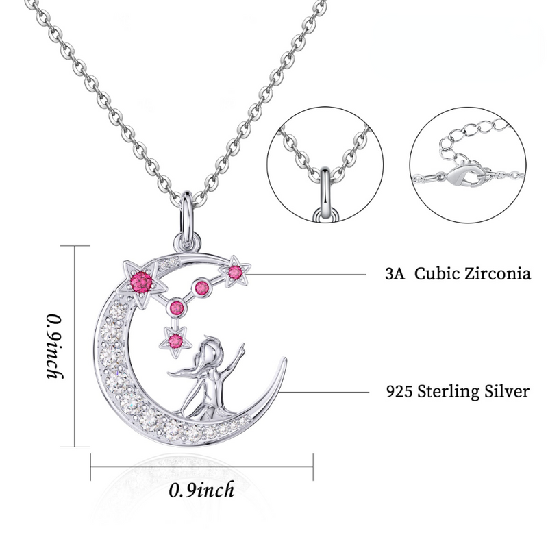 Zodiac Cancer 12 Constellation Birthstone Necklace Sterling Silver