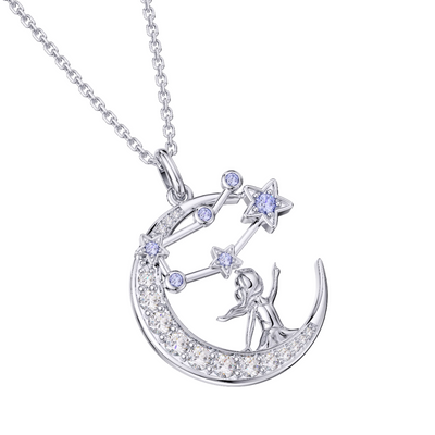 Zodiac Gemini 12 Constellation Birthstone Necklace Sterling Silver
