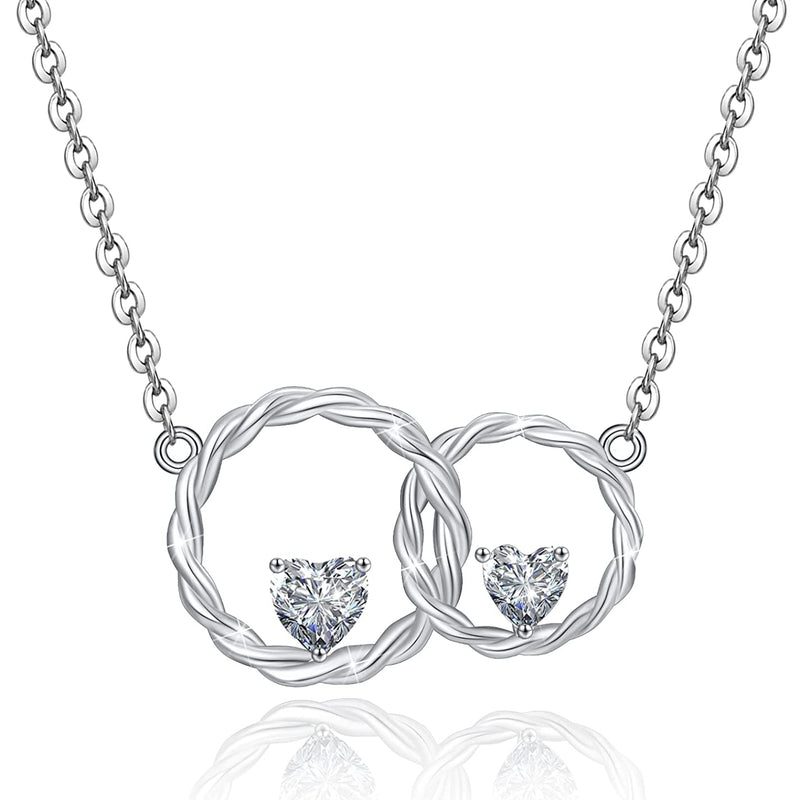 Double Circles Sterling Silver Necklace