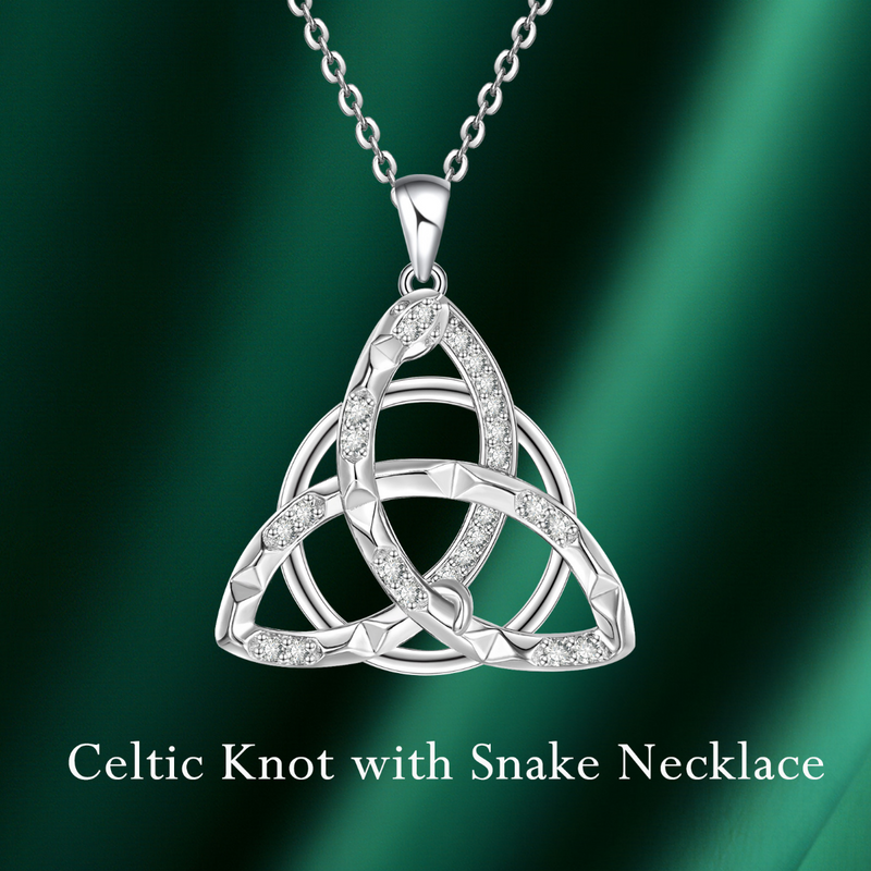 Snake Triquetra Irish Necklace Sterling Silver