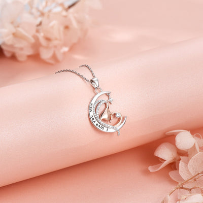 Mother Kiss Baby Moon Sterling Silver Necklace
