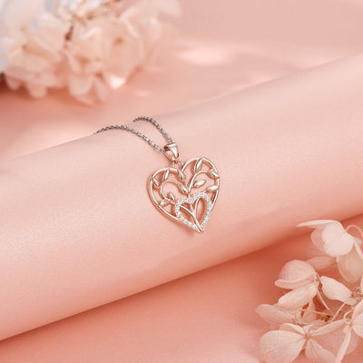 Tree Of Life Love Heart Sterling Silver Necklace