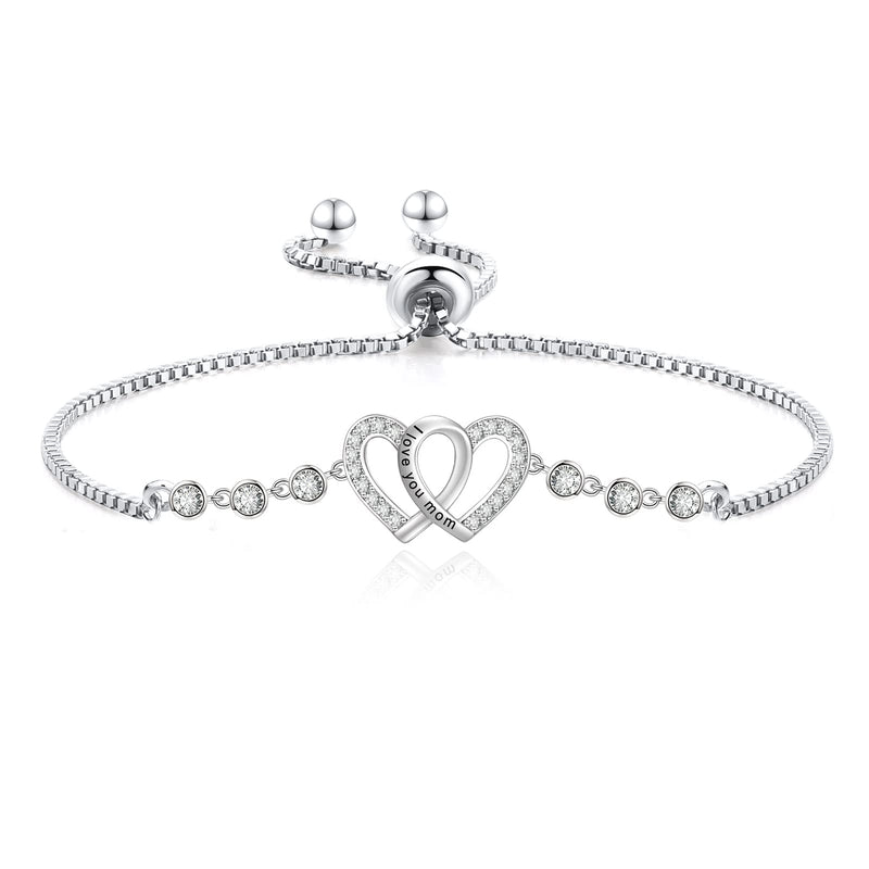 Double Heart Sterling Silver Bracelet