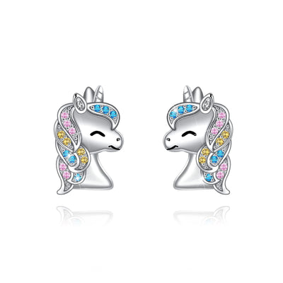 Colorful Unicorn Sterling Silver Earrings