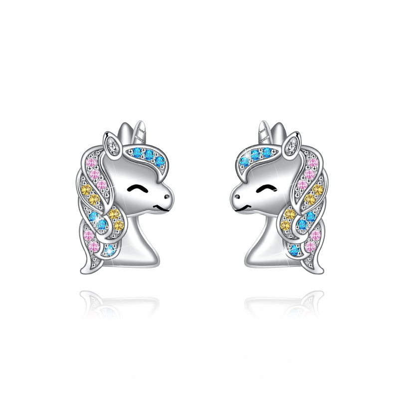 Colorful Unicorn Sterling Silver Earrings