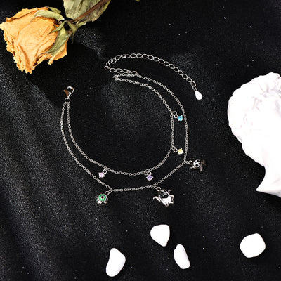 Halloween Witches moon eye Ghost Layered Sterling Silver Bracelets
