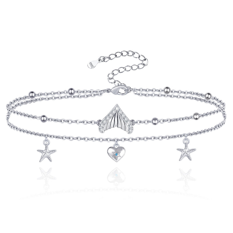 Dolphin Starfish Sterling Silver Anklet