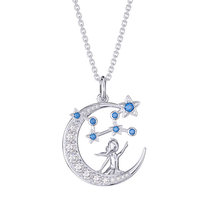 Zodiac Virgo 12 Constellation Birthstone Necklace Sterling Silver